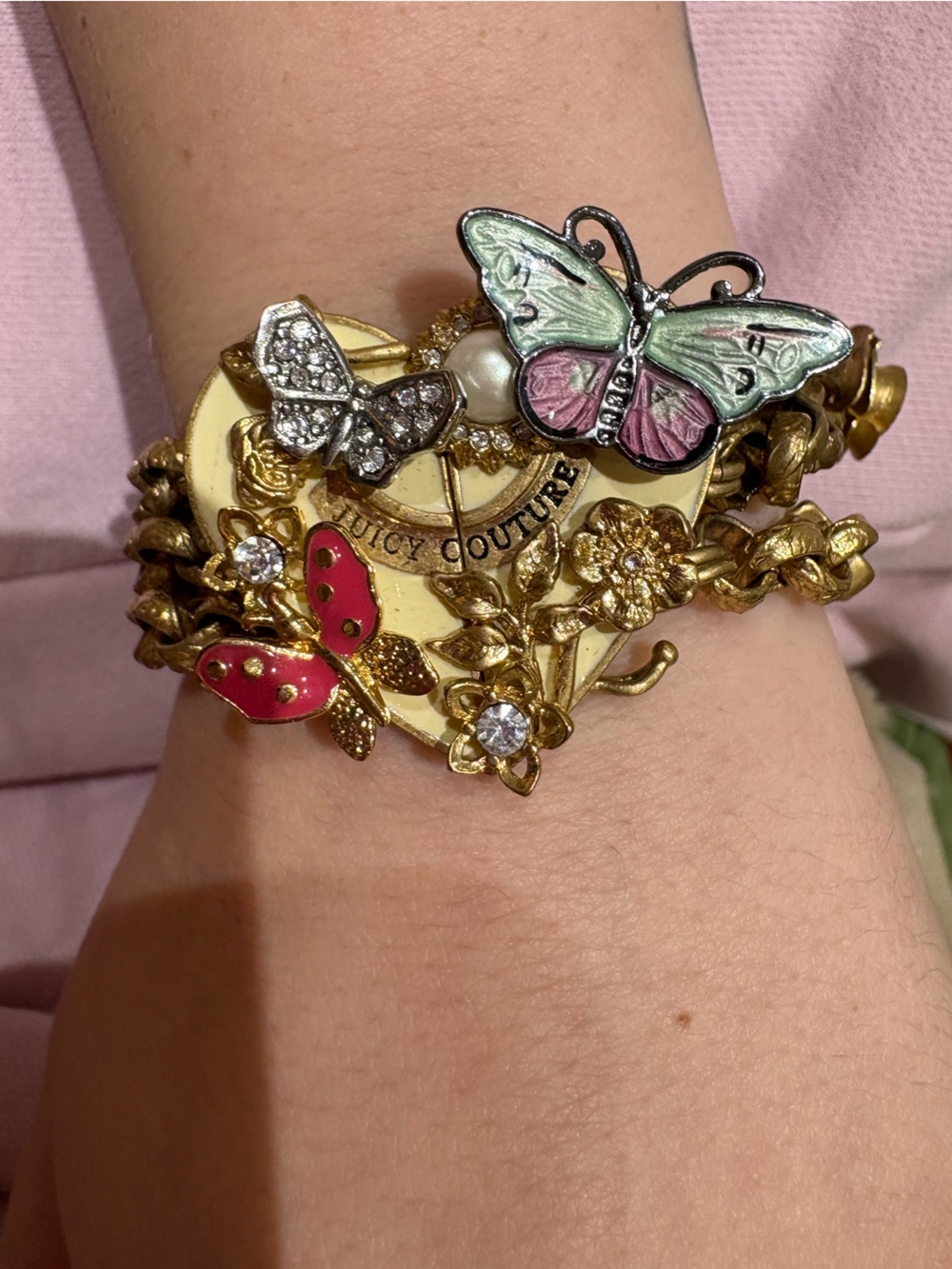 Vintage Y2K Juicy Couture Garden Party Charm Bracelet Butterfly